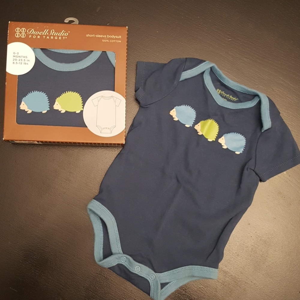 TWO Hedgehog Onesies (0-3m)